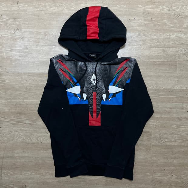 마르셀로 불론 엘리펀트 그래픽 빅 프린팅 후드티 [블랙] XS/85