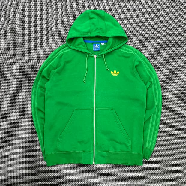 아디다스 그린 후드집업