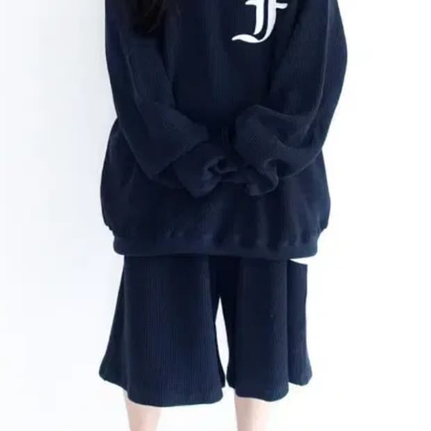 샵페어리 와플 맨투맨 버뮤다팬츠 바지 네이비