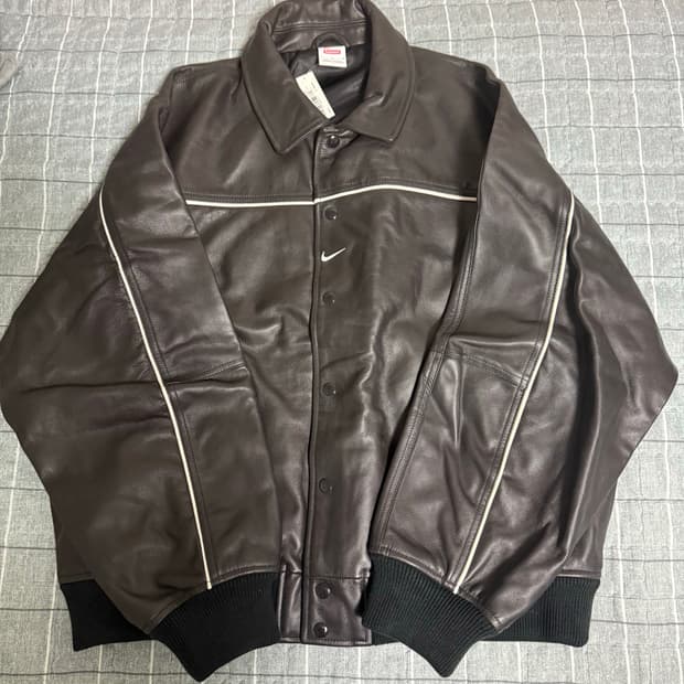 나이키 x 슈프림 레더 바시티 자켓 XL 택달린 새상품