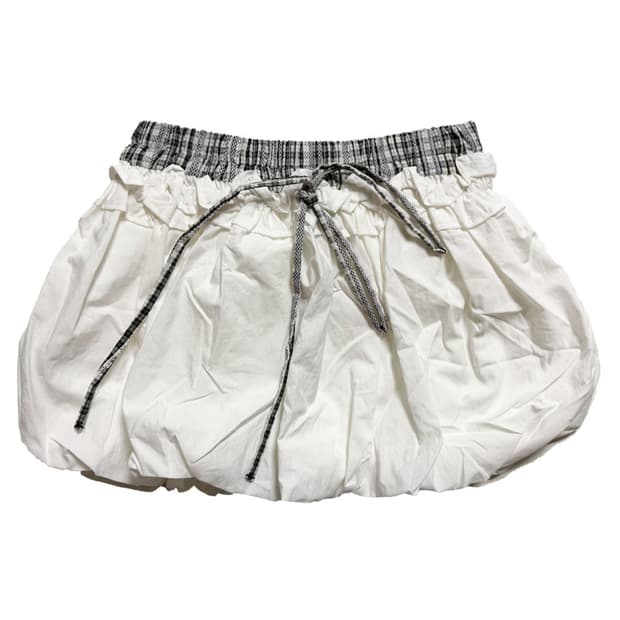 새상품 허리체크 펌킨 스커트 (화이트)