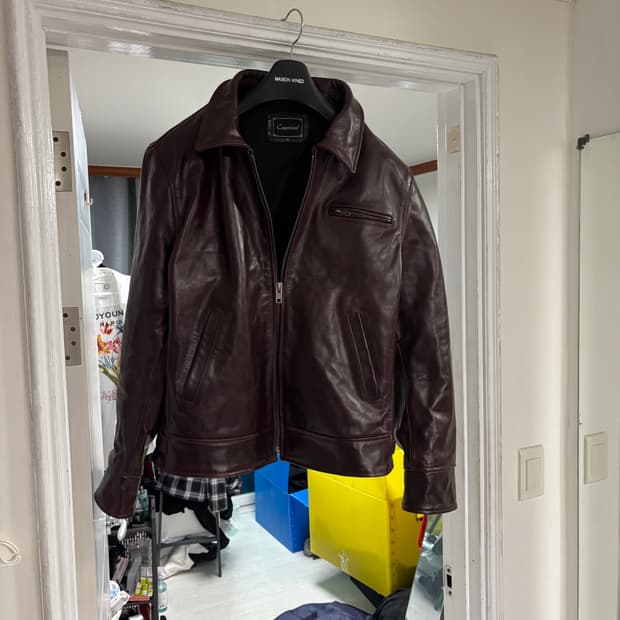 coptsian / 왁스 코팅 버건디 와인 가죽 자켓 / 2xl 110