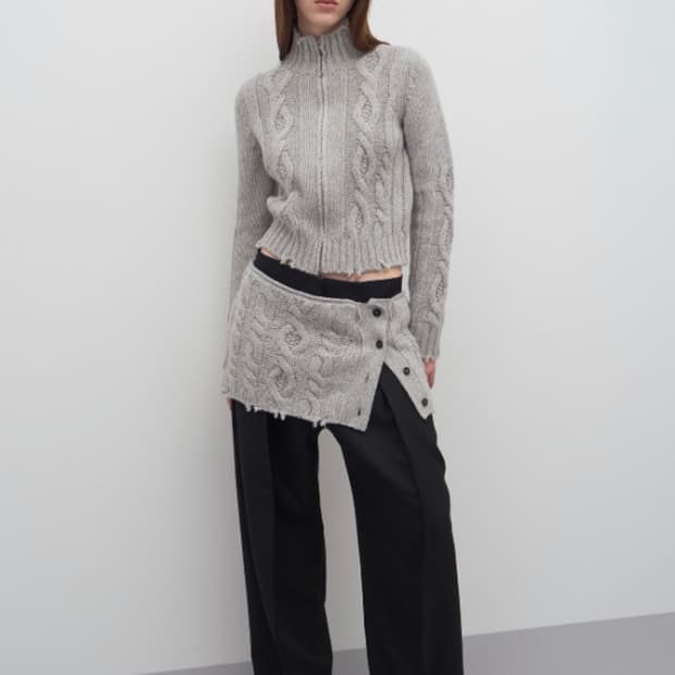 [LCDC] TWISTED ZIP-UP CARDIGAN (GREY)