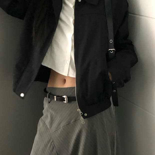 칙스 카라 블루종 자켓 블랙