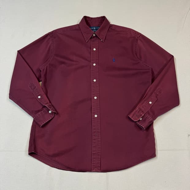 M) 폴로 랄프로렌 버건디 솔리드 셔츠 썬페이드