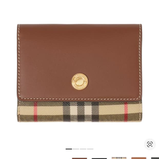 버버리 스몰 빈티지 체크 레더 폴딩 지갑 아카이브 베이지 탄