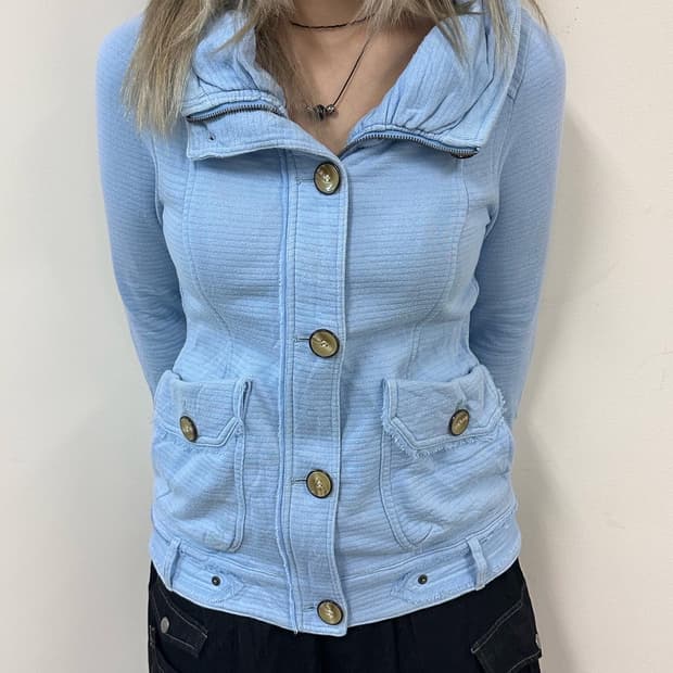 baby blue glitter zip-up