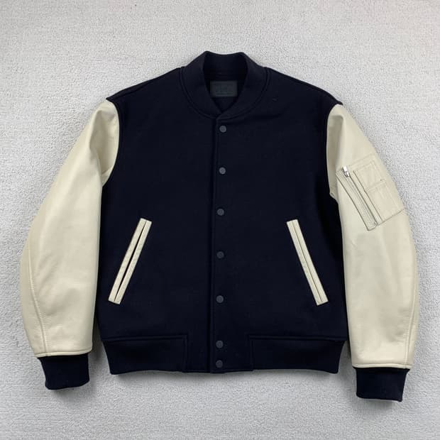 질스튜어트 뉴욕 레더암 울 바시티 자켓