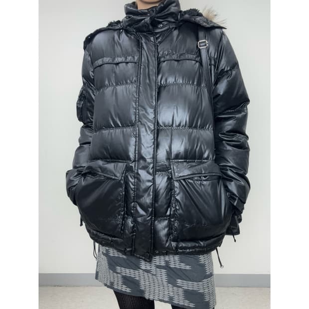 빈티지 블랙 점퍼 패딩