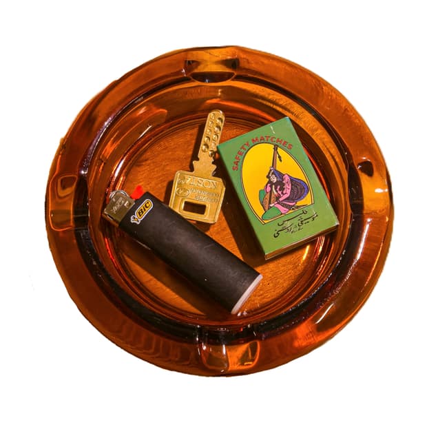 1960s Vintage Round Amber Glass Ashtray