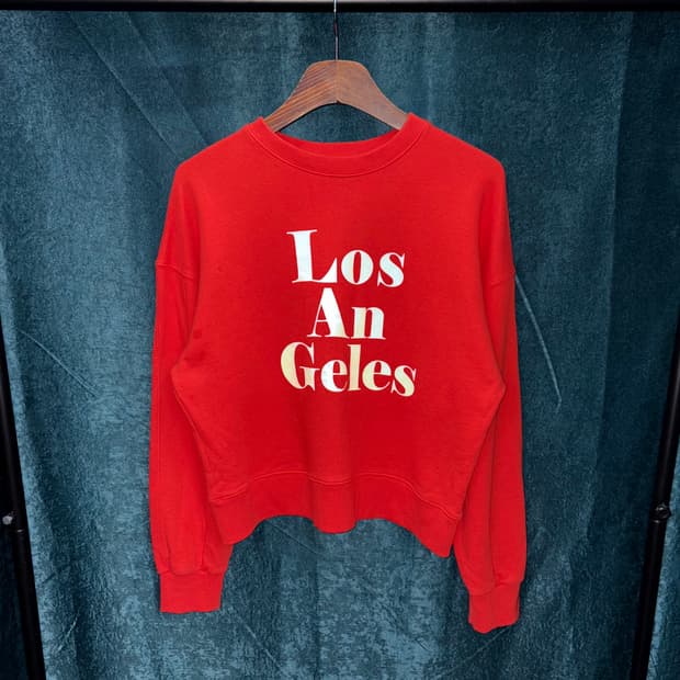 (L) 빈티지 로스 엔젤레스 로고 크롭 맨투맨
