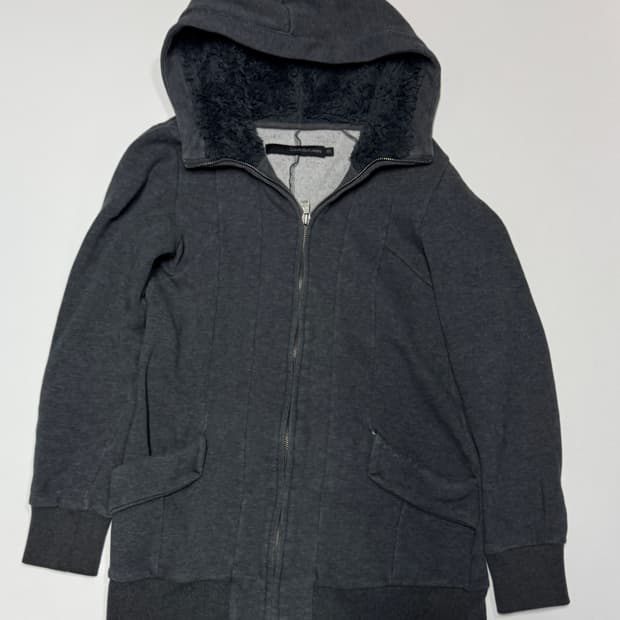 여성 캘빈클라인 슬림핏 절개 롱 빈티지 롱 후드집업