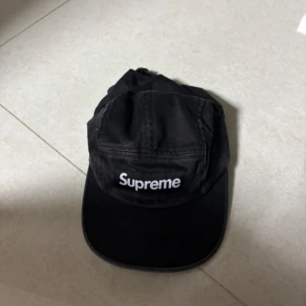 정품 슈프림 블랙 캠프캡