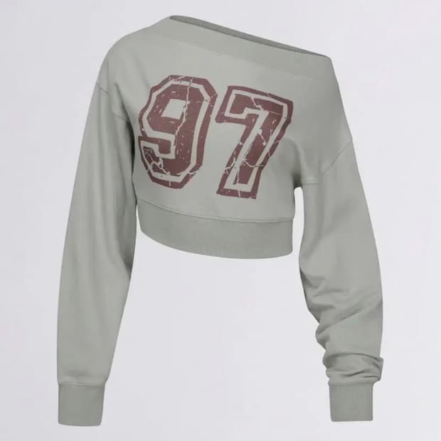 스컬프터 오프숄더 크롭 스웻셔츠 세이지 xs