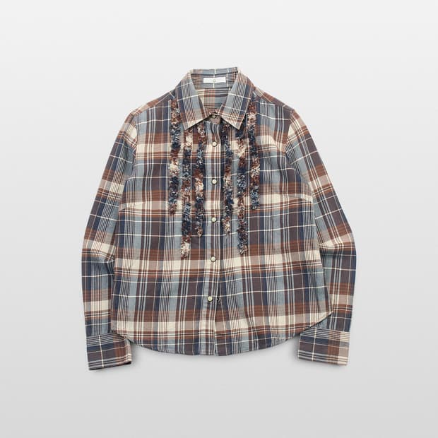 B Check Fringe Shirt