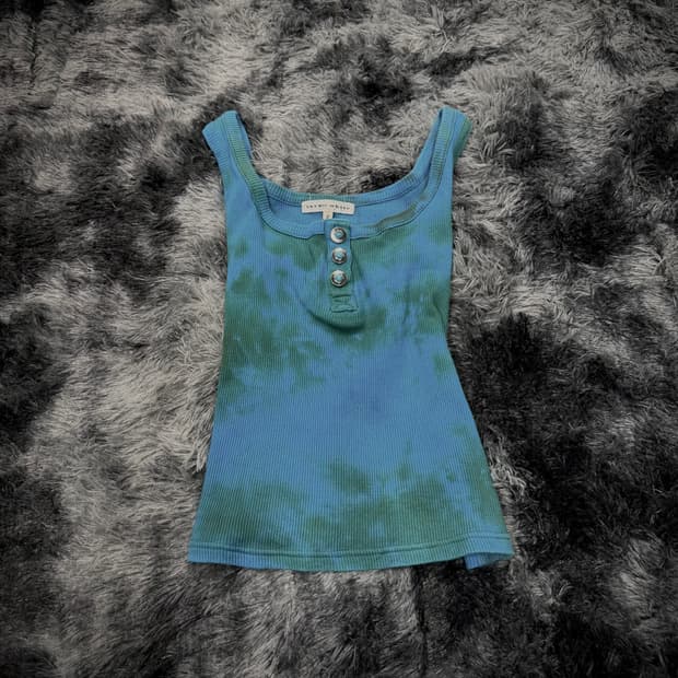 블루 타이다이 골지 슬리브리스