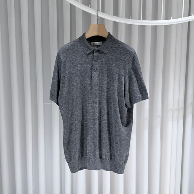 (A+/56) / 브루넬로쿠치넬리 린넨 코튼 카라 폴로 반팔 티셔츠