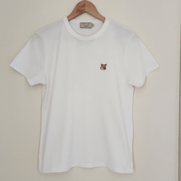 파리매장구매(정품)메종키츠네 폭스헤드 반팔 티셔츠 화이트 (XS) 55추