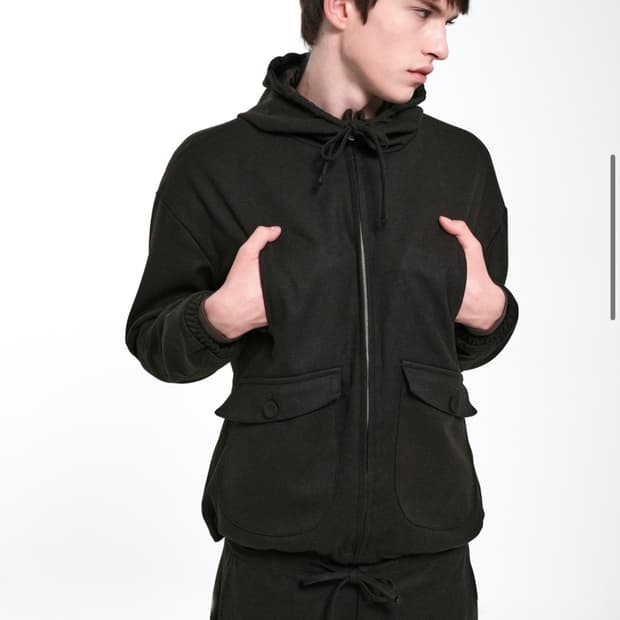 QUAD POCKET HOODED ZIP-UP (DARK BROWN)