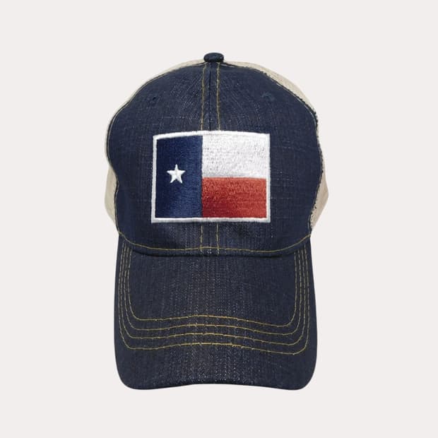 TEXAS Flag Patch Denim Mesh Trucker