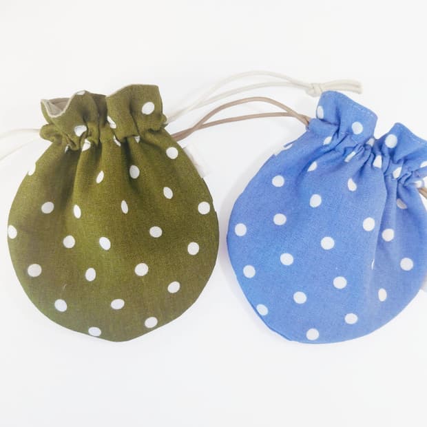 Handmade Olive & Blue Dot Pouch