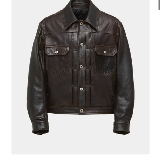 [m] 쿠어 램스킨 포켓 트러커 레더 자켓 (다크 브라운)