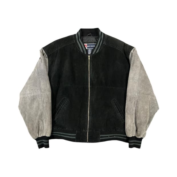 L) 프리컨트리 블랙 레더 스타디움 점퍼 OJ-050