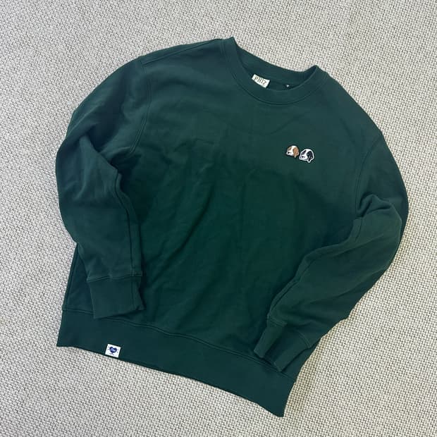 M 헤지스피즈 다크그린 로고 맨투맨 0414D