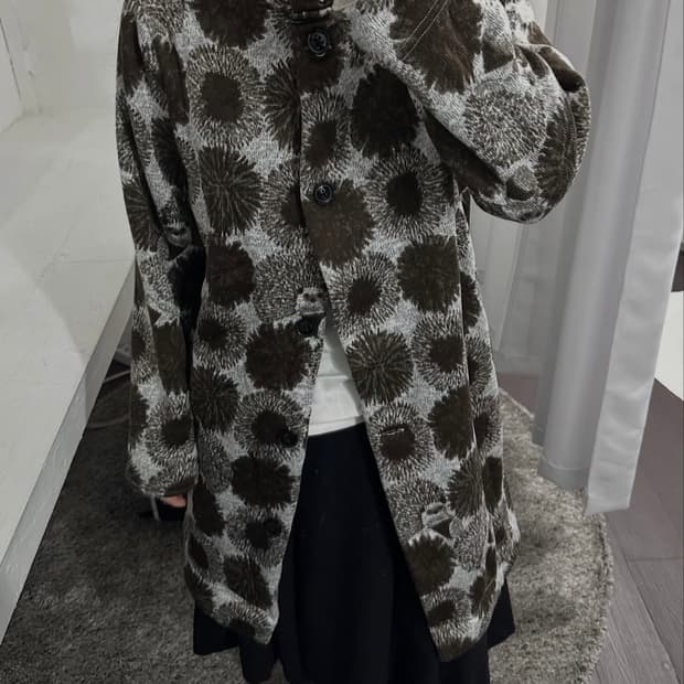 일본 빈티지 고슴도치 양털 후드코트