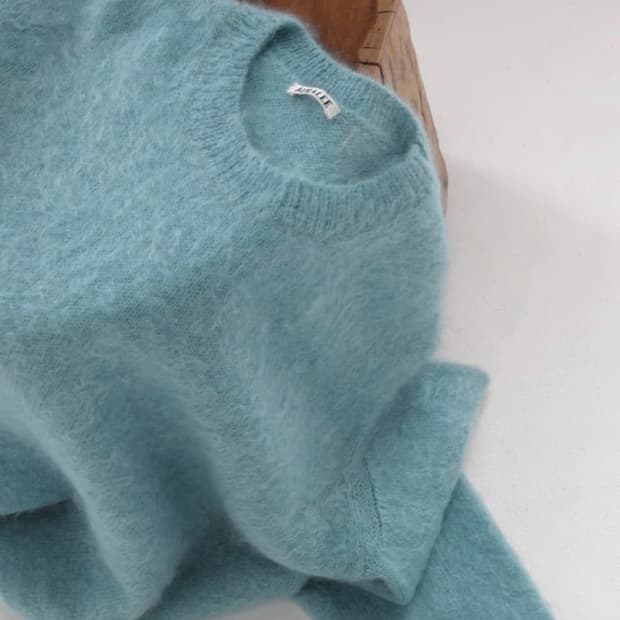오라리 브러쉬드 슈퍼키드 모헤어 니트 터콰이즈블루 5
