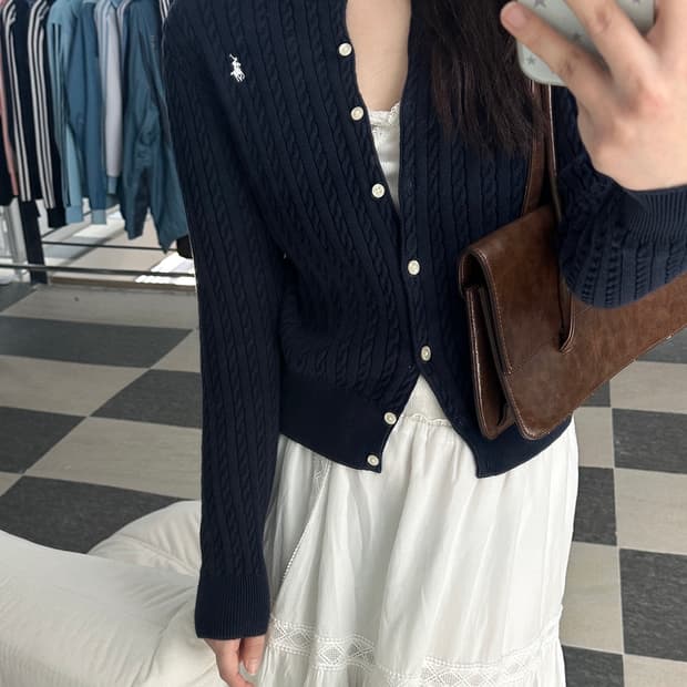 폴로 랄프로렌 네이비 케이블 니트 가디건 