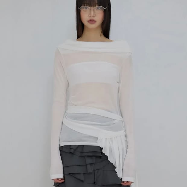 플레어업 Faye Frill Long Sleeve 화이트
