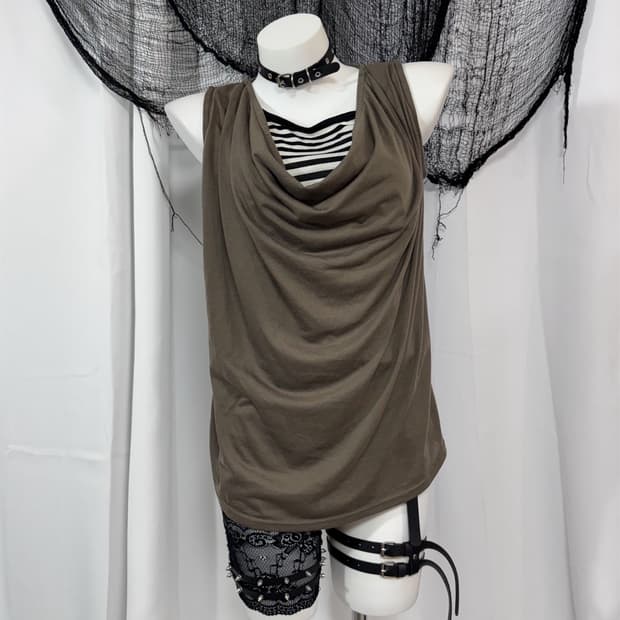 khaki stripe sleeveless