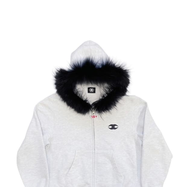 Mosaic society FUR HOODIE LIGHT GREY 