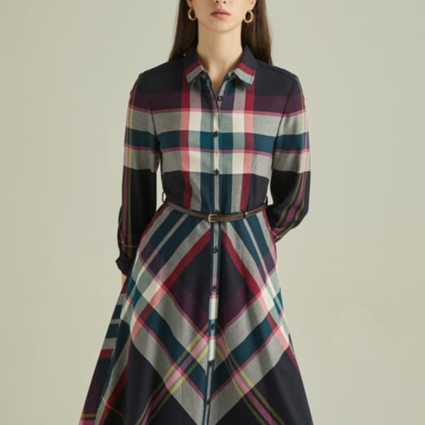 새상품) 헤지스 네이비체크 셔츠원피스 90(55사이즈)