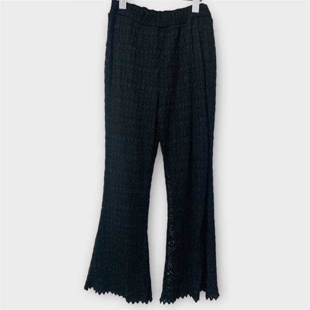 블랙 레이스 레이어드 팬츠 