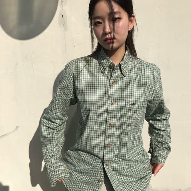 크로커다일 그린 체크 셔츠
