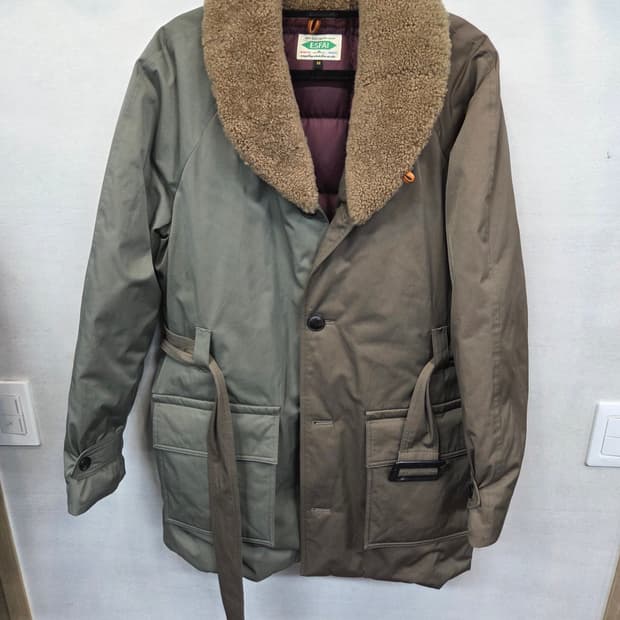 에스파이 투톤 사파리 하프 덕다운 패딩파카 m