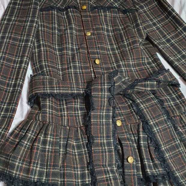 tralala 브라운 체크 원피스