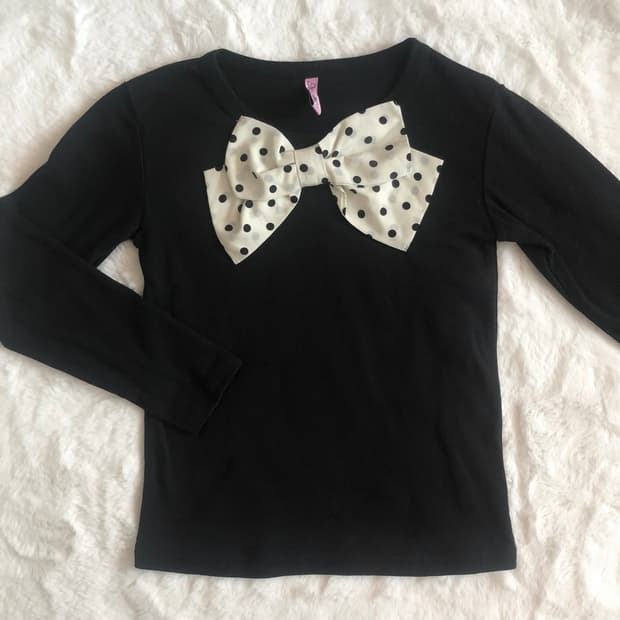 도트 리본 롱슬리브 빈티지 히메갸루 로걀탑 로맨틱갸루 공겜여주