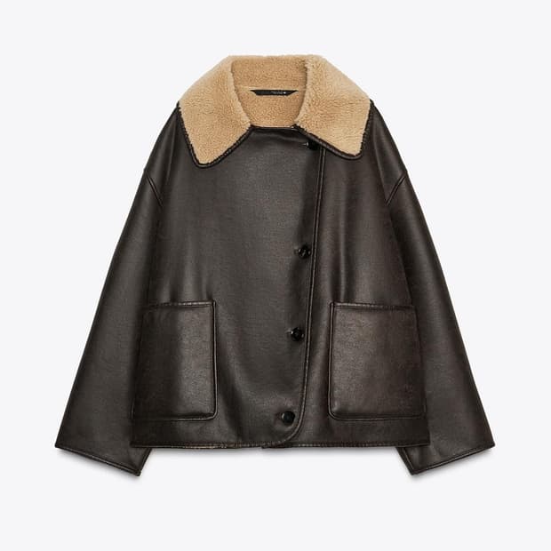 자라 ZW 컬렉션 양면 점퍼 브라운 xs