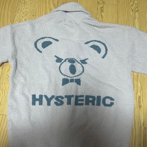 히스테릭 글래머 퍽베어 연핑크 그레이 가디건