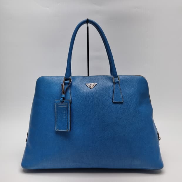 프라다 PRADA 카프스킨 토트백 보스턴백 로얄 블루(남여공용 여행가방)