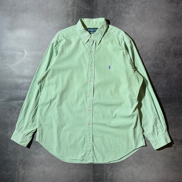 RALPH LAUREN 랄프로렌 빈티지 그린 스트라이프 코튼 셔츠