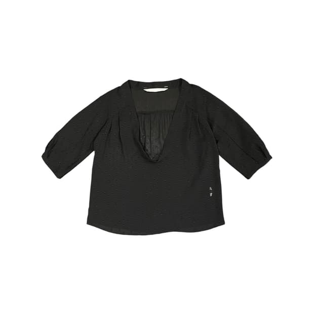 Japanese vtg 도트 엠보 시스루 블라우스