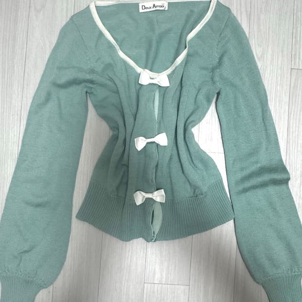 민트 리본가디건 빈티지 모리 니혼진 민트코어 히메갸루 리즈리사