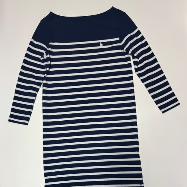 정품!! 여성 폴로 랄프로렌 스트라이프 입술넥 긴팔 원피스