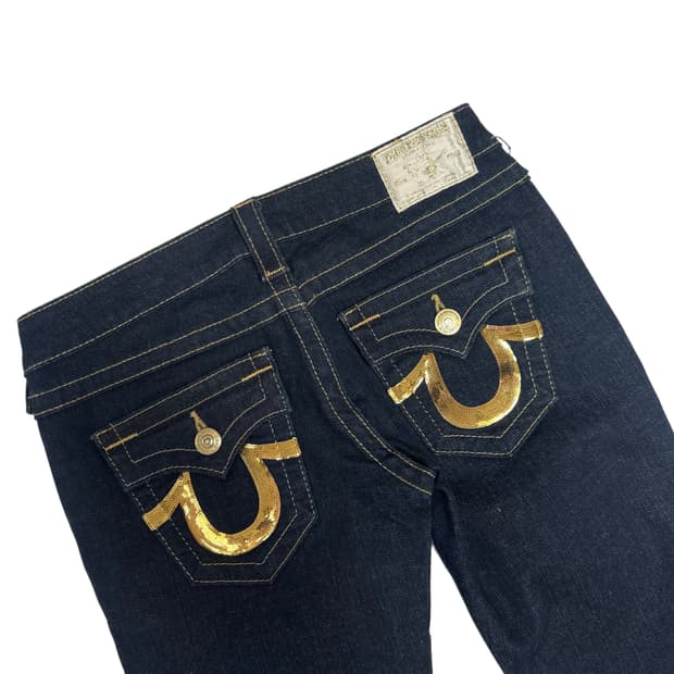 트루릴리전 글리터 스티치 부츠컷진청데님진 27