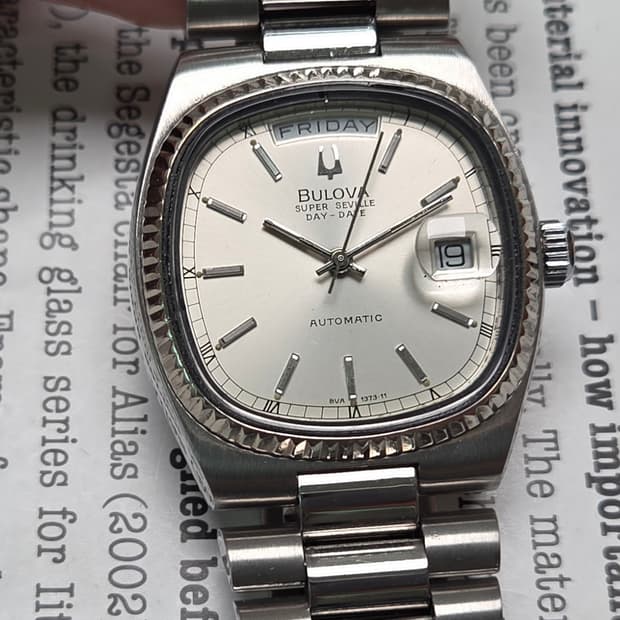 빈티지 부로바 슈퍼세빌 테레비형 데이데이트 실버판 통줄 브레이슬릿 ver