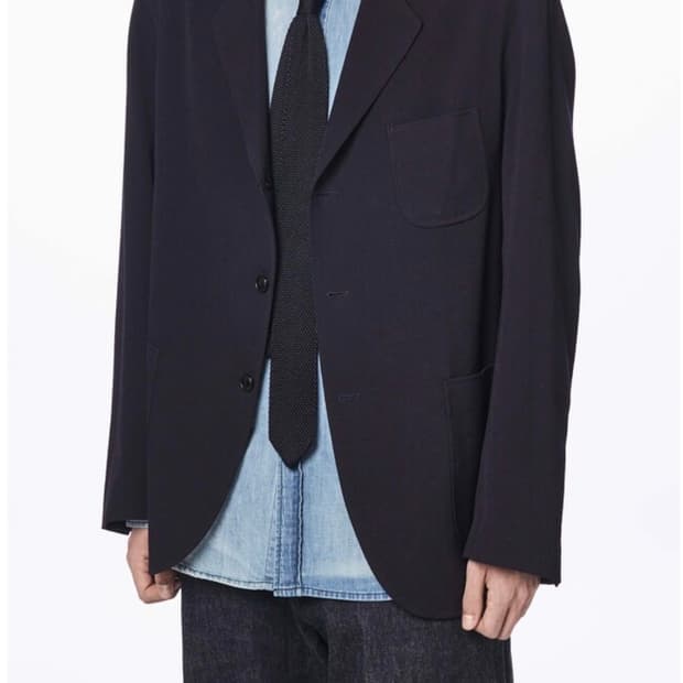 [os] 이얼즈어고 실크 니트 타이 솔리드 네이비